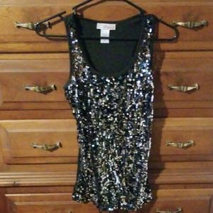 Lipstick black sequined shirt